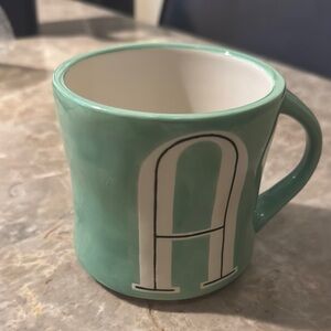 Anthropologie Mint Green Monogram Mug